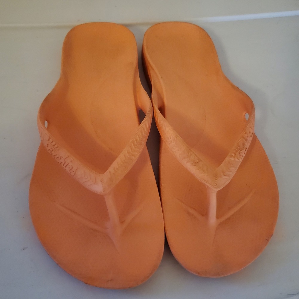 Archies Arch Support Flip Flops Coral Orange Orthotic Sandals Mens 5 Womens 6